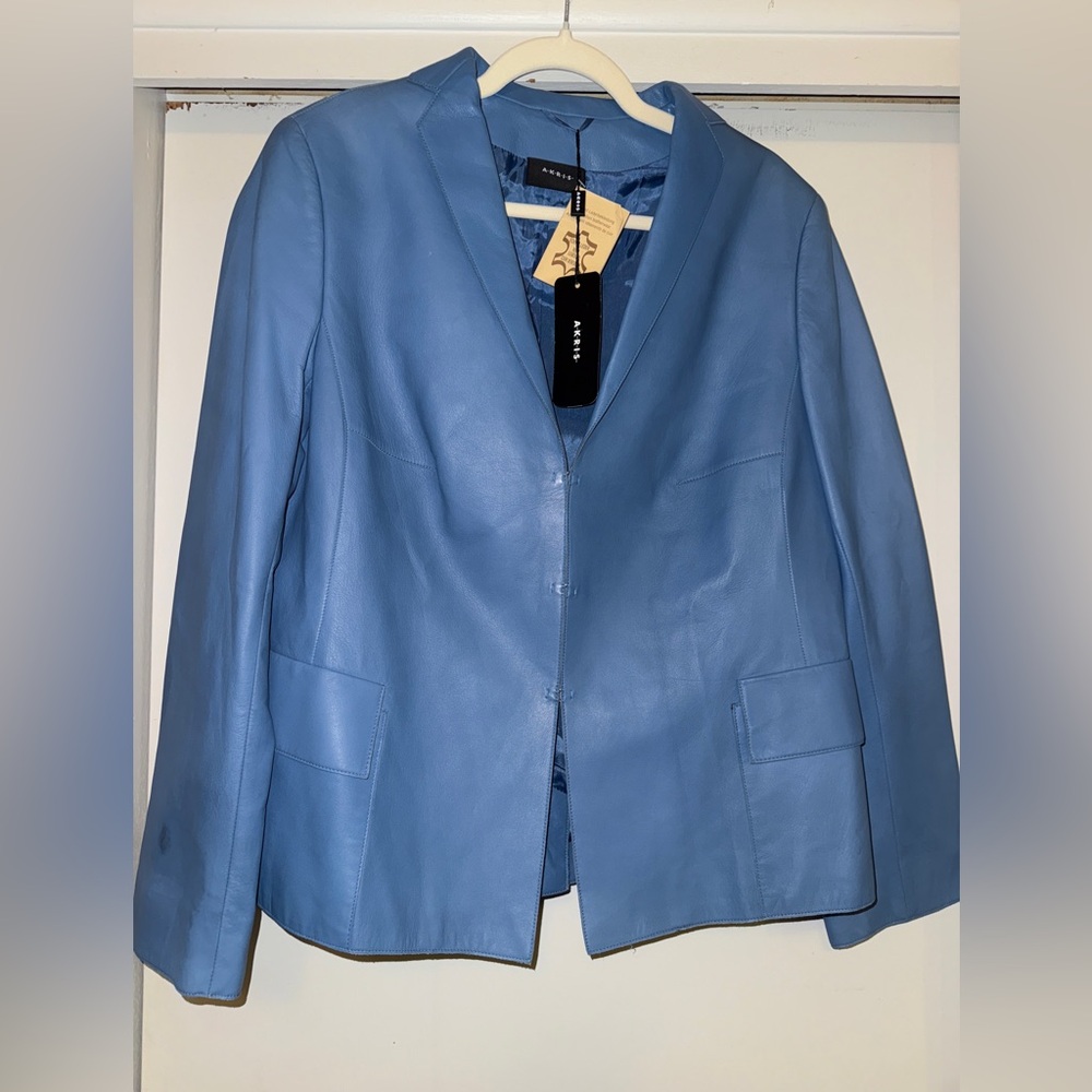 Blue Napa leather Akris jacket